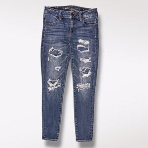 American Eagle Distressed Jegging Ripped Jeans Stretch Denim Size 4 Short